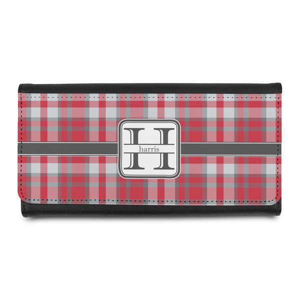 Custom Red & Gray Plaid Leatherette Ladies Wallet (Personalized)