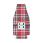 Red & Gray Plaid Zipper Bottle Cooler (Personalized)