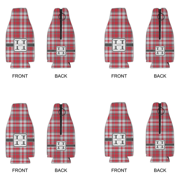 Red & Gray Plaid Zipper Bottle Cooler - Set of 4 - APPROVAL