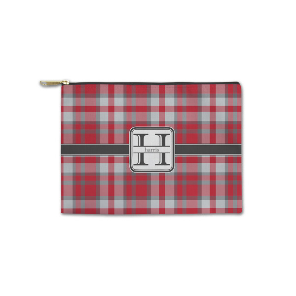 Custom Red & Gray Plaid Zipper Pouch - Small - 8.5"x6" (Personalized)