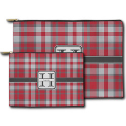 Red & Gray Plaid Zipper Pouch (Personalized)