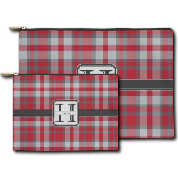 Red & Gray Plaid Zippered Pouches - Size Comparison
