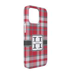 Red & Gray Plaid iPhone Case - Plastic - iPhone 13 (Personalized)