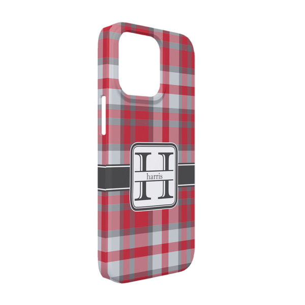 Custom Red & Gray Plaid iPhone Case - Plastic - iPhone 13 (Personalized)
