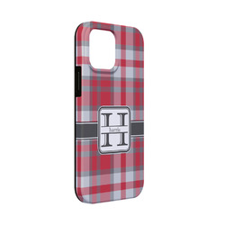Red & Gray Plaid iPhone Case - Rubber Lined - iPhone 13 Mini (Personalized)
