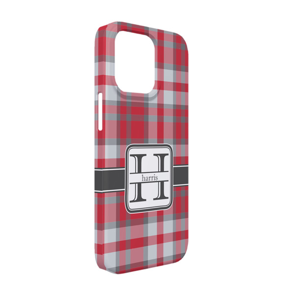 Custom Red & Gray Plaid iPhone Case - Plastic - iPhone 13 Pro (Personalized)