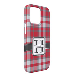 Red & Gray Plaid iPhone Case - Plastic - iPhone 13 Pro Max (Personalized)