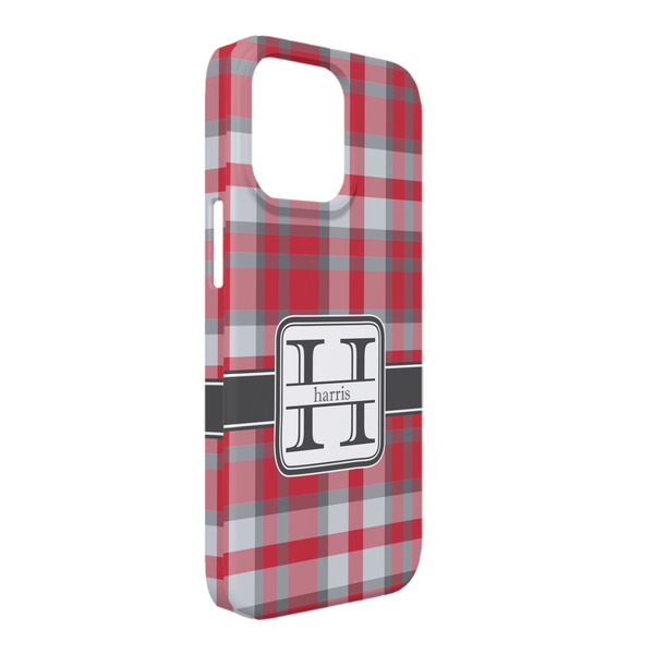 Custom Red & Gray Plaid iPhone Case - Plastic - iPhone 13 Pro Max (Personalized)
