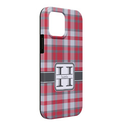 Red & Gray Plaid iPhone Case - Rubber Lined - iPhone 13 Pro Max (Personalized)
