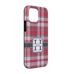 Red & Gray Plaid iPhone Case - Rubber Lined - iPhone 13 Pro (Personalized)