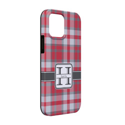 Red & Gray Plaid iPhone Case - Rubber Lined - iPhone 13 Pro (Personalized)