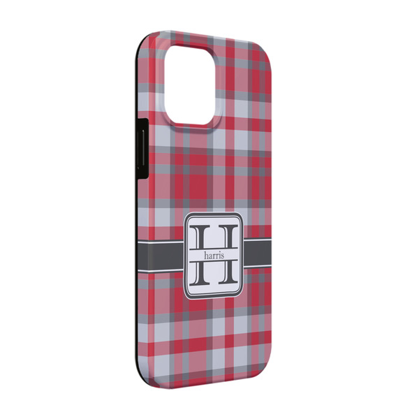 Custom Red & Gray Plaid iPhone Case - Rubber Lined - iPhone 13 Pro (Personalized)