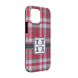 Red & Gray Plaid iPhone Case - Rubber Lined - iPhone 13 (Personalized)