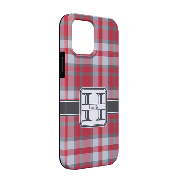 Custom Red & Gray Plaid iPhone Case - Rubber Lined - iPhone 13 (Personalized)