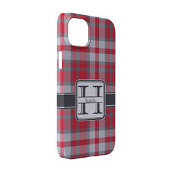 Red & Gray Plaid iPhone Case - Plastic - iPhone 14 (Personalized)
