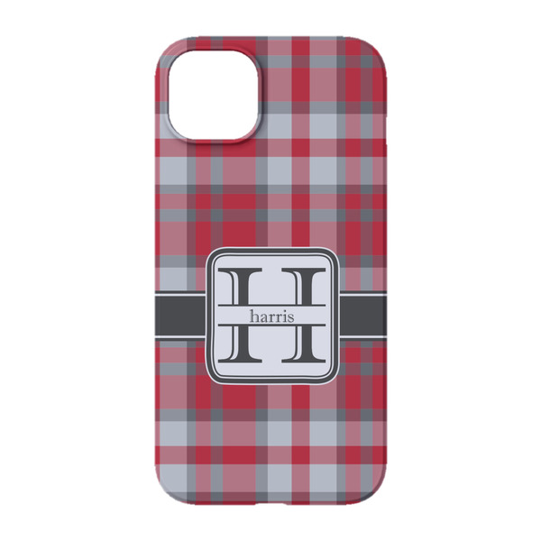 Red & Gray Plaid iPhone 14 Case - Back