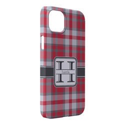 Red & Gray Plaid iPhone Case - Plastic - iPhone 14 Plus (Personalized)