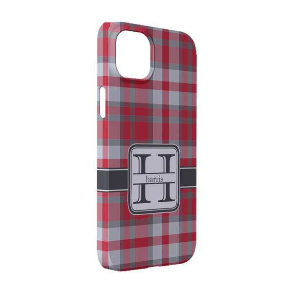 Custom Red & Gray Plaid iPhone Case - Plastic - iPhone 14 Pro (Personalized)