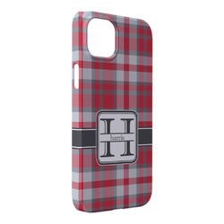 Red & Gray Plaid iPhone Case - Plastic - iPhone 14 Pro Max (Personalized)