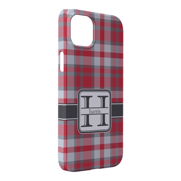 Custom Red & Gray Plaid iPhone Case - Plastic - iPhone 14 Pro Max (Personalized)