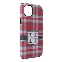Red & Gray Plaid iPhone Case - Rubber Lined - iPhone 14 Pro Max (Personalized)
