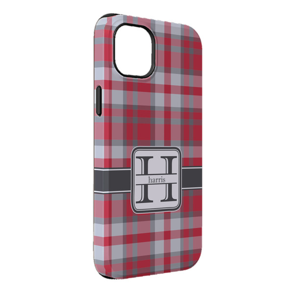 Custom Red & Gray Plaid iPhone Case - Rubber Lined - iPhone 14 Pro Max (Personalized)