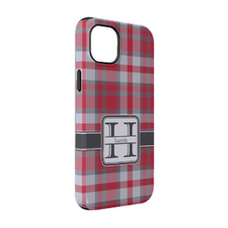 Red & Gray Plaid iPhone Case - Rubber Lined - iPhone 14 Pro (Personalized)
