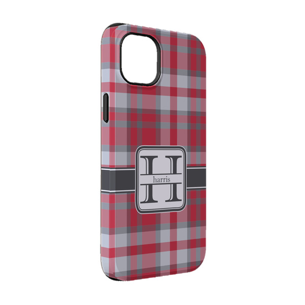 Custom Red & Gray Plaid iPhone Case - Rubber Lined - iPhone 14 (Personalized)