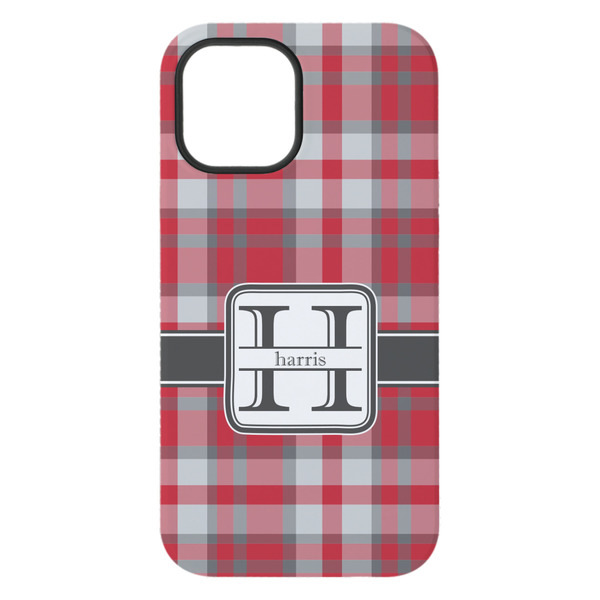 Red & Gray Plaid iPhone 15 Plus Tough Case - Back