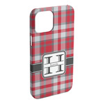 Red & Gray Plaid iPhone Case - Plastic (Personalized)