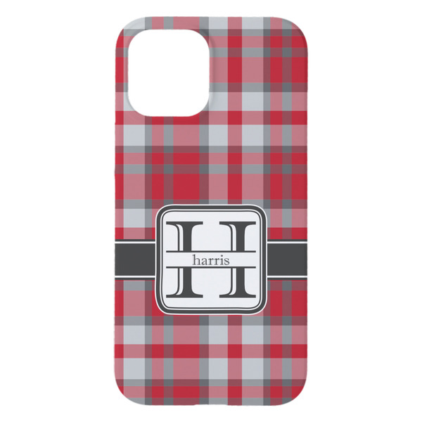 Red & Gray Plaid iPhone 15 Pro Max Case - Back