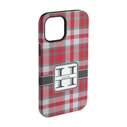Red & Gray Plaid iPhone Case - Rubber Lined - iPhone 15 Pro (Personalized)