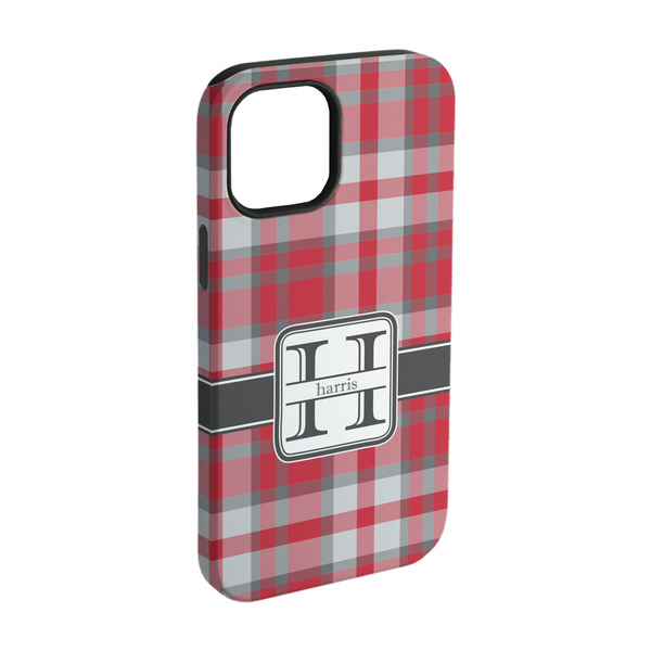 Custom Red & Gray Plaid iPhone Case - Rubber Lined - iPhone 15 (Personalized)