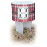 Red & Gray Plaid White Beach Spiker Drink Holder (Personalized)