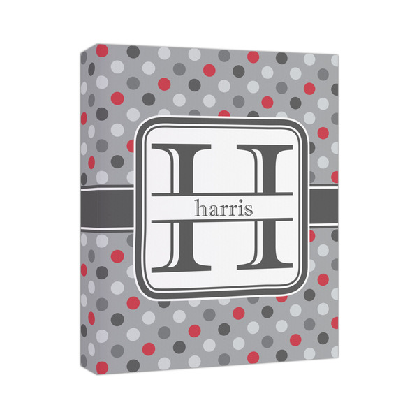 Custom Red & Gray Polka Dots Canvas Print (Personalized)