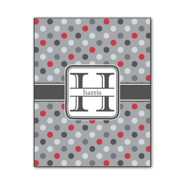 Custom Red & Gray Polka Dots Wood Print - 11x14 (Personalized)