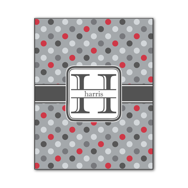 Custom Red & Gray Polka Dots Wood Print - 11x14 (Personalized)