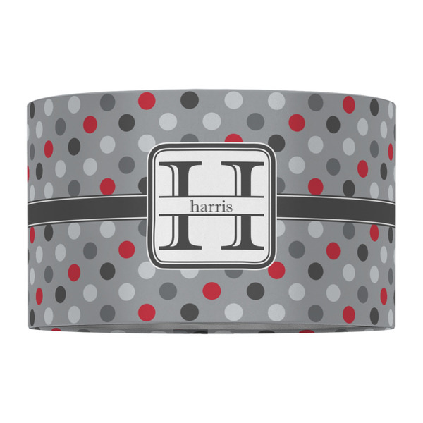 Red & Gray Polka Dots 12" Drum Lampshade - FRONT (Fabric)