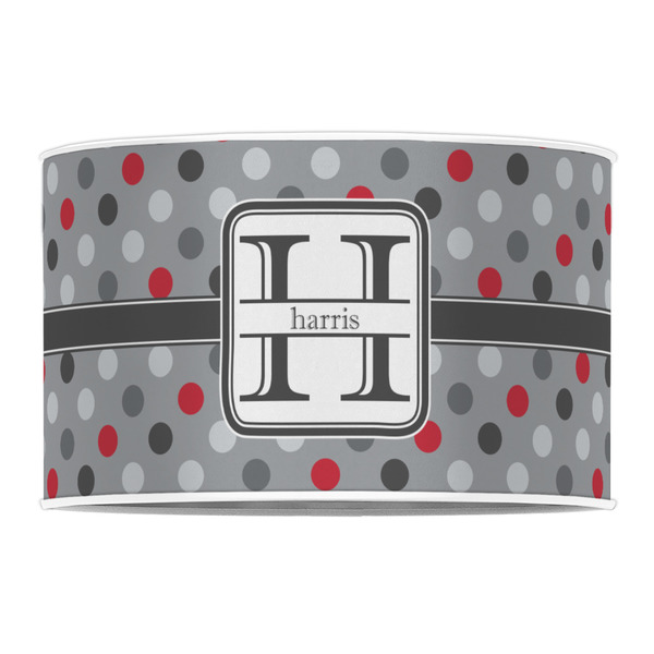 Red & Gray Polka Dots 12" Drum Lampshade - FRONT (Poly Film)