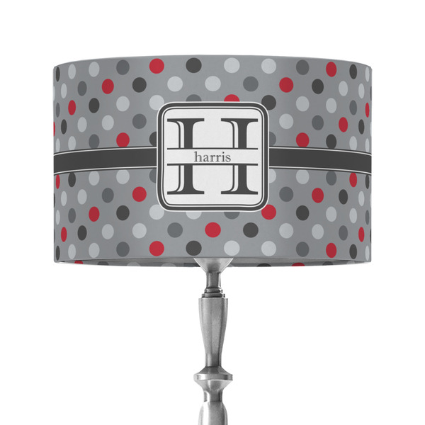 Custom Red & Gray Polka Dots 12" Drum Lamp Shade - Fabric (Personalized)