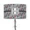 Red & Gray Polka Dots 12" Drum Lampshade - ON STAND (Fabric)