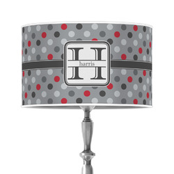 Red & Gray Polka Dots 12" Drum Lamp Shade - Poly-film (Personalized)