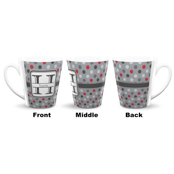 Red & Gray Polka Dots 12 Oz Latte Mug - Approval