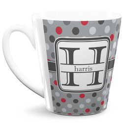 Red & Gray Polka Dots 12 Oz Latte Mug (Personalized)