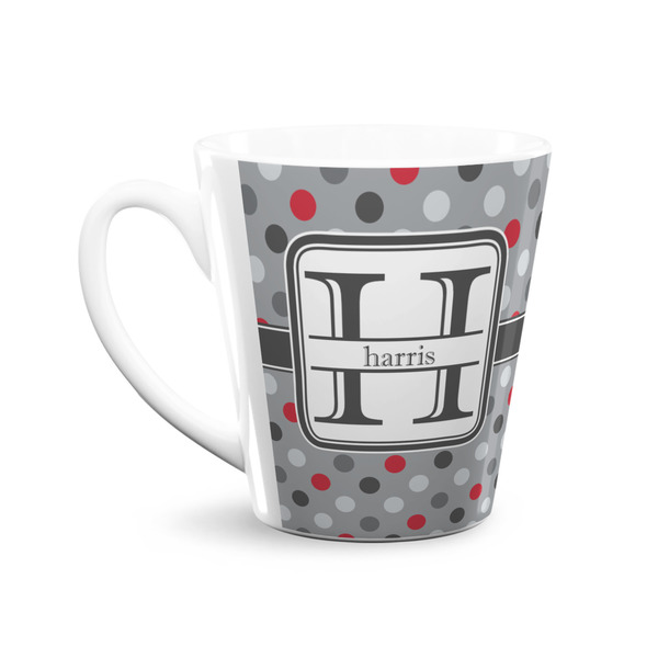 Red & Gray Polka Dots 12 Oz Latte Mug - Front