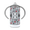 Red & Gray Polka Dots 12 oz Stainless Steel Sippy Cups - FRONT