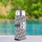 Red & Gray Polka Dots Can Cooler - Tall 12oz - In Context