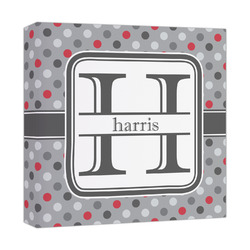 Red & Gray Polka Dots Canvas Print - 12x12 (Personalized)
