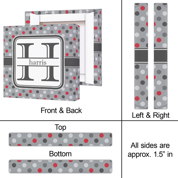 Red & Gray Polka Dots 12x12 - Canvas Print - Approval