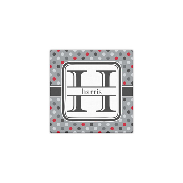 Red & Gray Polka Dots 12x12 - Canvas Print - Front View